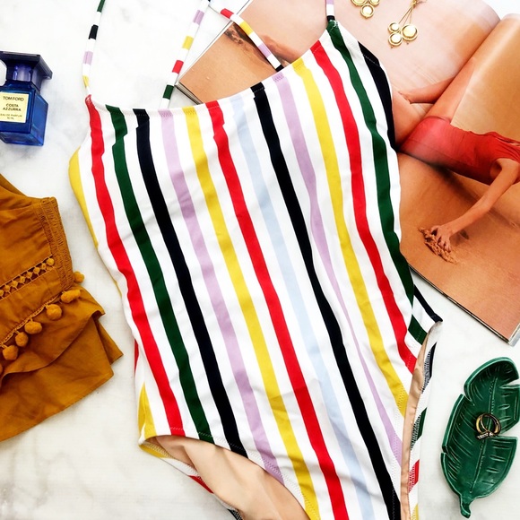 J. Crew Other - J. Crew Vertical Stripe Tie Back One Piece